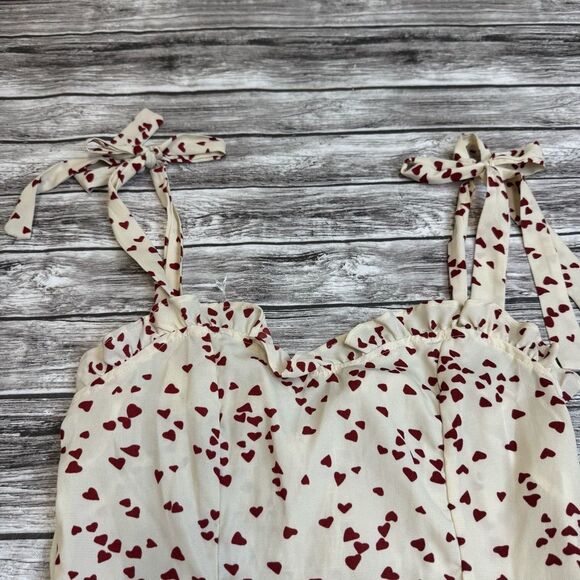 Unbranded Women's Sleeveless Sweetheart Heart Dress Cream Red S SM Small Ruffles - Picture 3 of 13